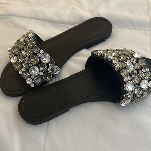 Mystique Boutique Black Embellished Women's Sandals